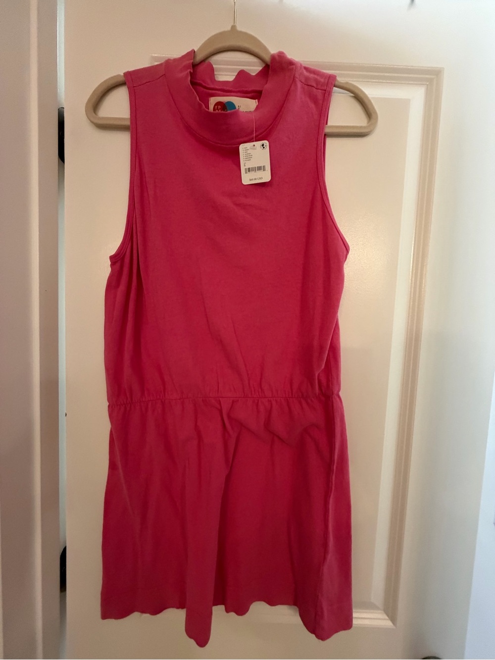 Free People Beach Hot Pink Sleeveless Mock Neck Dress